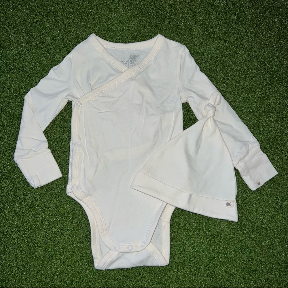 •new• Little Co. by Lauren Conrad ivory long sleeve snap onesie & knotted hat